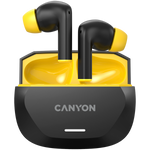 CANYON austiņas HEXAGON 7 TWS ANC+ENC bezvadu uzlāde Melns/Dzeltens