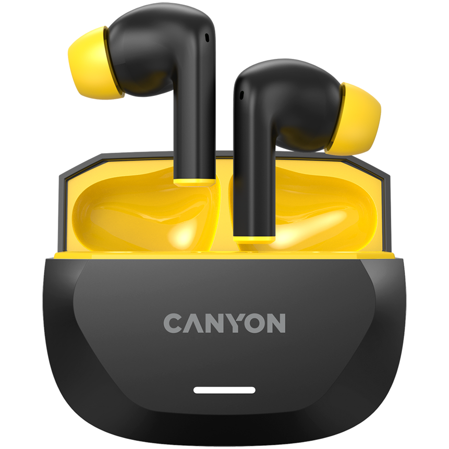 CANYON austiņas HEXAGON 7 TWS ANC+ENC bezvadu uzlāde Melns/Dzeltens