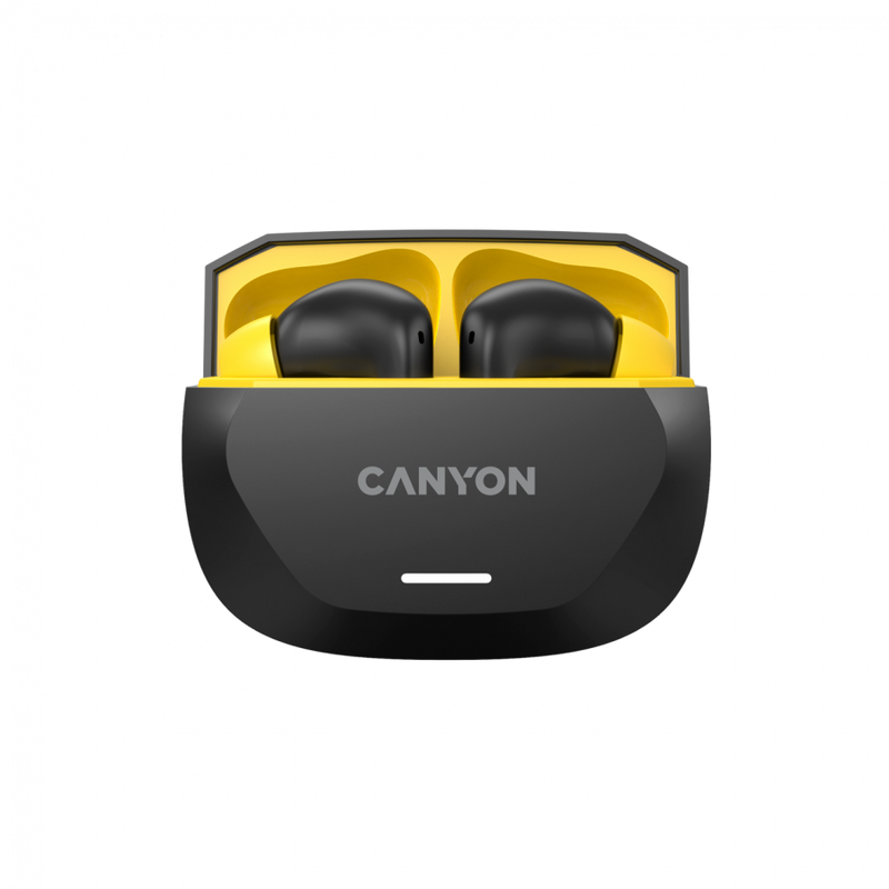 CANYON austiņas HEXAGON 7 TWS ANC+ENC bezvadu uzlāde Melns/Dzeltens