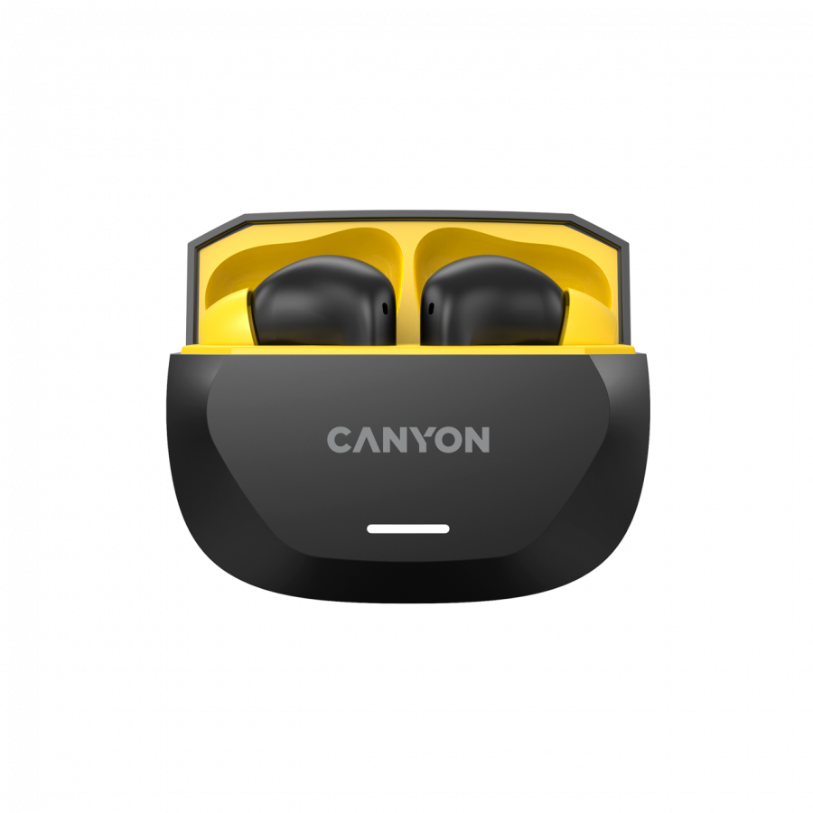 CANYON austiņas HEXAGON 7 TWS ANC+ENC bezvadu uzlāde Melns/Dzeltens