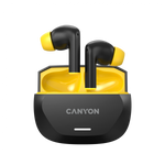 CANYON austiņas HEXAGON 7 TWS ANC+ENC bezvadu uzlāde Melns/Dzeltens