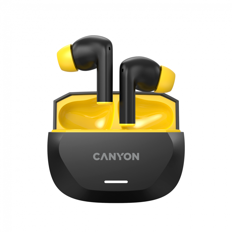 CANYON austiņas HEXAGON 7 TWS ANC+ENC bezvadu uzlāde Melns/Dzeltens