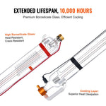 VEVOR 90W CO₂ lāzera caurule – 1250 mm borosilikāta stikla lāzergriešanas caurule