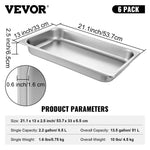 VEVOR 6 gab. Tvaika galda trauki, 8.5 L, nerūsējošais tērauds, 530 x 325 x 66 mm