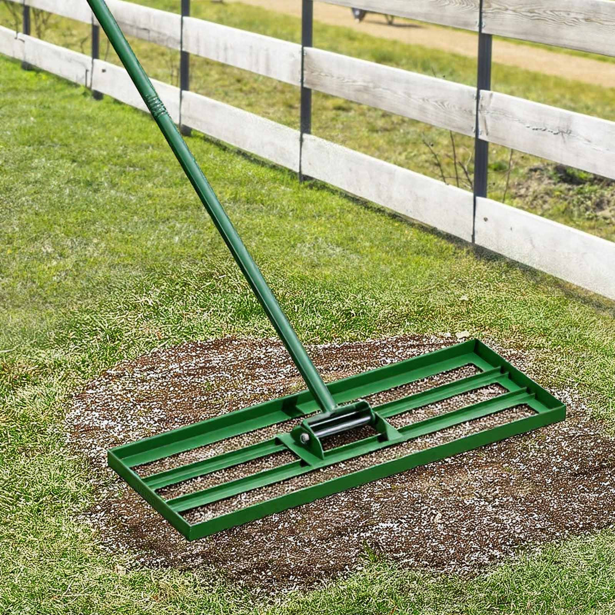 VEVOR zāliena līdzināšanas grābeklis 760 × 254 mm ar 1980 mm tērauda pagarinātu rokturi, izturīgs zāliena līdzinātājs dārzam, golfa zālienam un saimniecībai