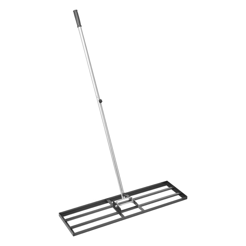 VEVOR zāliena līdzināšanas grābeklis ar 213 cm rokturi, 91,4 × 25,4 cm zemes plāksni, rūsas izturīgs oglekļa tērauda augsnes līdzinātājs ar 3 regulējamiem augstumiem, zāliena līdzināšanas instruments pagalmam un golfa laukumiem