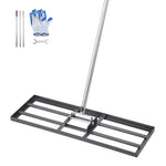 VEVOR zāliena izlīdzināšanas grābeklis ar 213 cm rokturi, 762 × 254 mm zemes plāksne, pret rūsu noturīgs oglekļa tērauda augsnes izlīdzināšanas instruments ar 3 augstuma regulēšanas līmeņiem, zālienam, pagalmam un golfa laukumiem