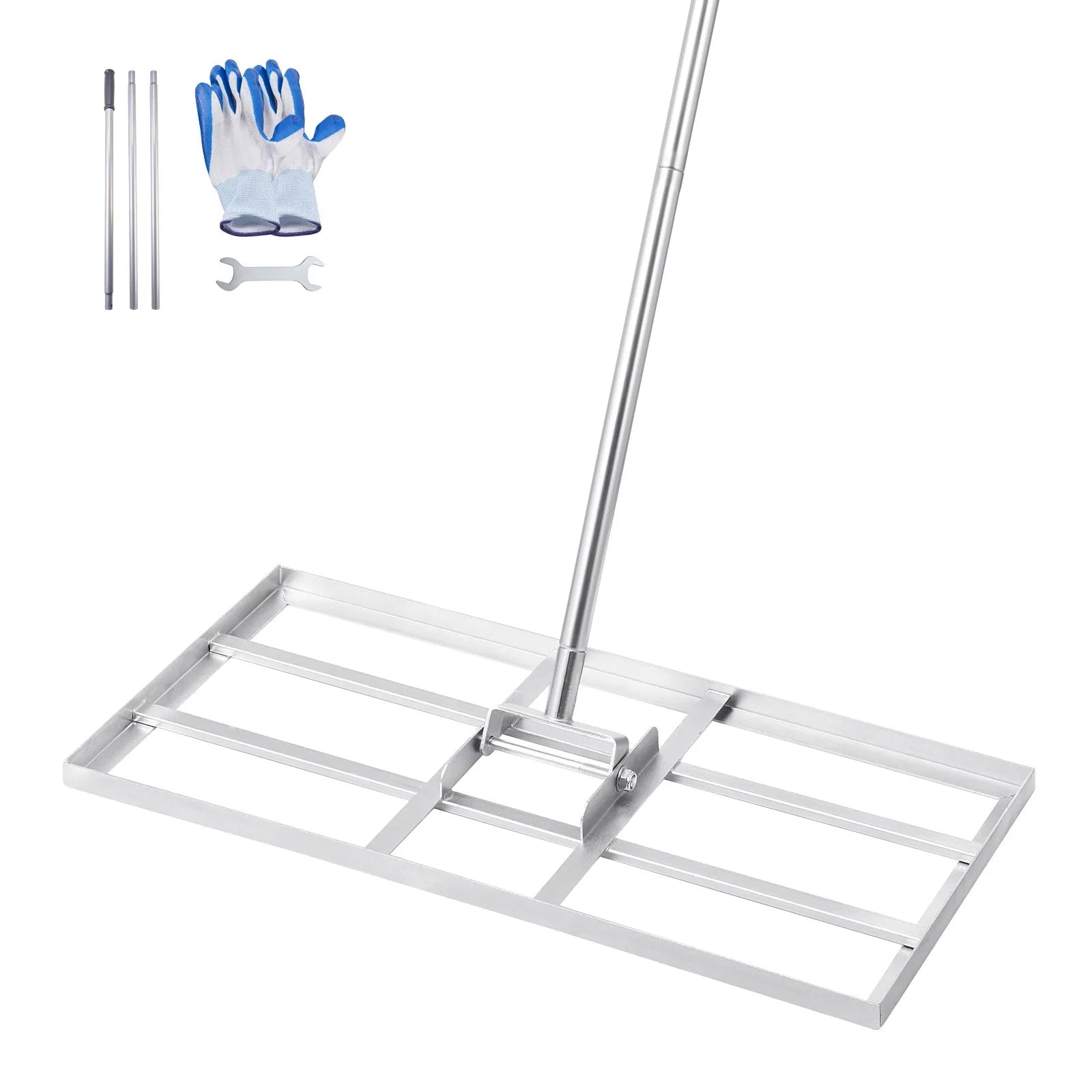 VEVOR zāliena līdzināšanas grābeklis ar 2130 mm rokturi, 1220 × 254 mm plāksni, oglekļa tērauda zāliena līdzinātājs ar 2 regulējamiem augstumiem, zāliena izlīdzināšanas instruments pagalmam un golfa laukumiem