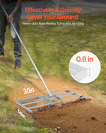 VEVOR zāliena līdzināšanas grābeklis ar 2130 mm rokturi, 1220 × 254 mm plāksni, oglekļa tērauda zāliena līdzinātājs ar 2 regulējamiem augstumiem, zāliena izlīdzināšanas instruments pagalmam un golfa laukumiem