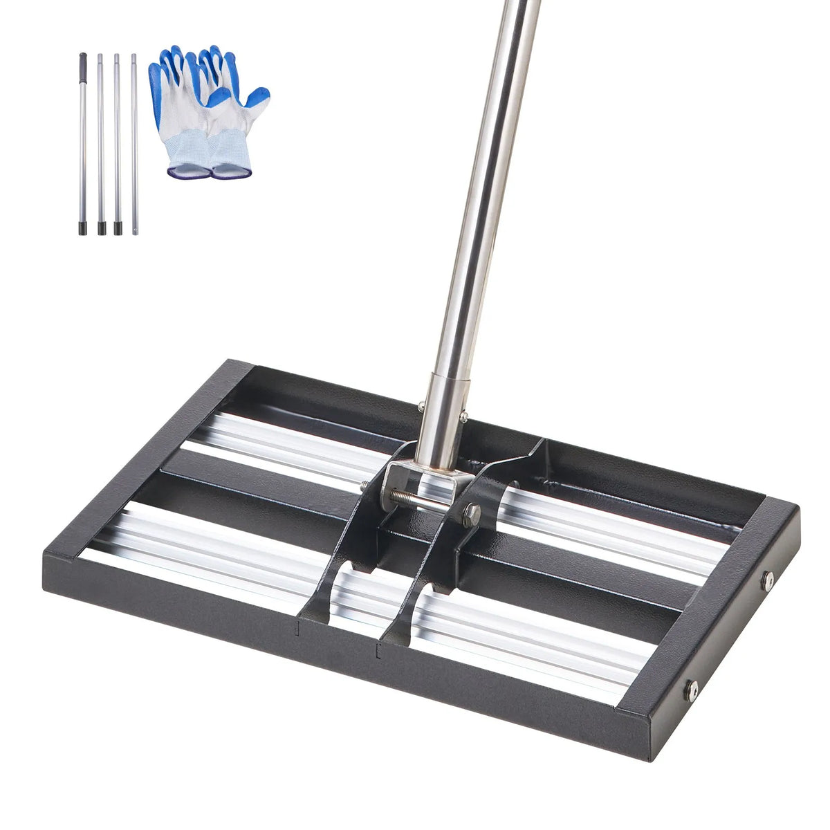 VEVOR Lawn Rake with a 161 cm Adjustable Handle, 43.2 × 25.4 cm ground plate, durable and rust-resistant metal lawn rake, lawn leveling tool for yards and golf courses