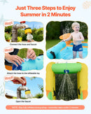 VEVOR piepūšamā lēkāšanas pils ar ūdens slidkalniņu, 4540 × 3900 × 2380 mm piepūšamā atrakcija ar lēkšanas zonu, augstu slidkalniņu, šļakatu baseinu un rotaļu tirgus kiosku, paredzēta 3–4 bērniem vecumā no 3 līdz 8 gadiem