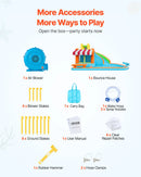 VEVOR piepūšamā lēkāšanas pils ar ūdens slidkalniņu, 4540 × 3900 × 2380 mm piepūšamā atrakcija ar lēkšanas zonu, augstu slidkalniņu, šļakatu baseinu un rotaļu tirgus kiosku, paredzēta 3–4 bērniem vecumā no 3 līdz 8 gadiem