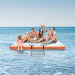 VEVOR piepūšamā peldošā platforma, 10 × 8 FT ūdens platforma ar neslīdošu virsmu, pārnēsājamu somu un noņemamām kāpnēm, peldošā sala baseinam, pludmalei un okeānam