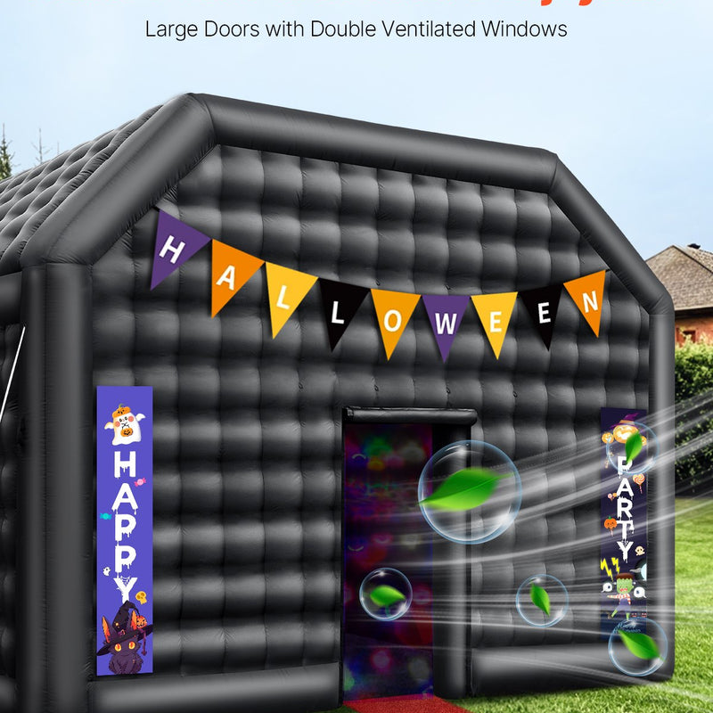 Надувной шатер VEVOR 8 x 6 x 4 м идеально подходит для вечеринок на открытом воздухе, мероприятий или любых других событий, требующих уникальной и стильной обстановки. В комплект входит подсветка для придания дополнительной атмосферы вашему мероприятию.