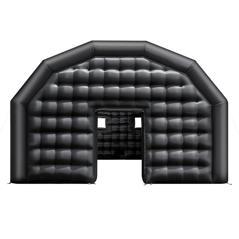 8 × 6 × 4 m piepūšamā ballīšu telts ar 1100 W gaisa pūtēju un smilšu maisiem, ventilējama piepūšamā telts ar 2 logiem, piemērota pasākumiem, dzimšanas dienām un kāzām