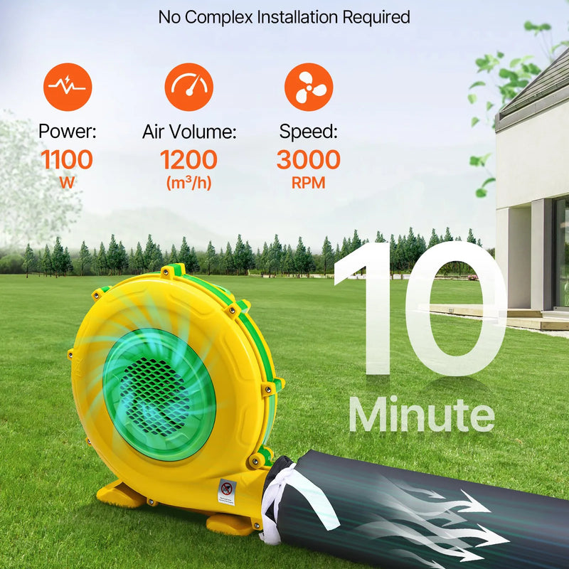 8 × 6 × 4 m piepūšamā ballīšu telts ar 1100 W gaisa pūtēju un smilšu maisiem, ventilējama piepūšamā telts ar 2 logiem, piemērota pasākumiem, dzimšanas dienām un kāzām