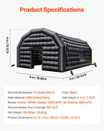 9 × 6 × 4 m piepūšama ballīšu telts ar 1100 W gaisa pūtēju un smilšu maisiem, ventilējama piepūšamā telts ar 2 logiem, piepūšama kuba tipa telpa pasākumiem, dzimšanas dienām un kāzām