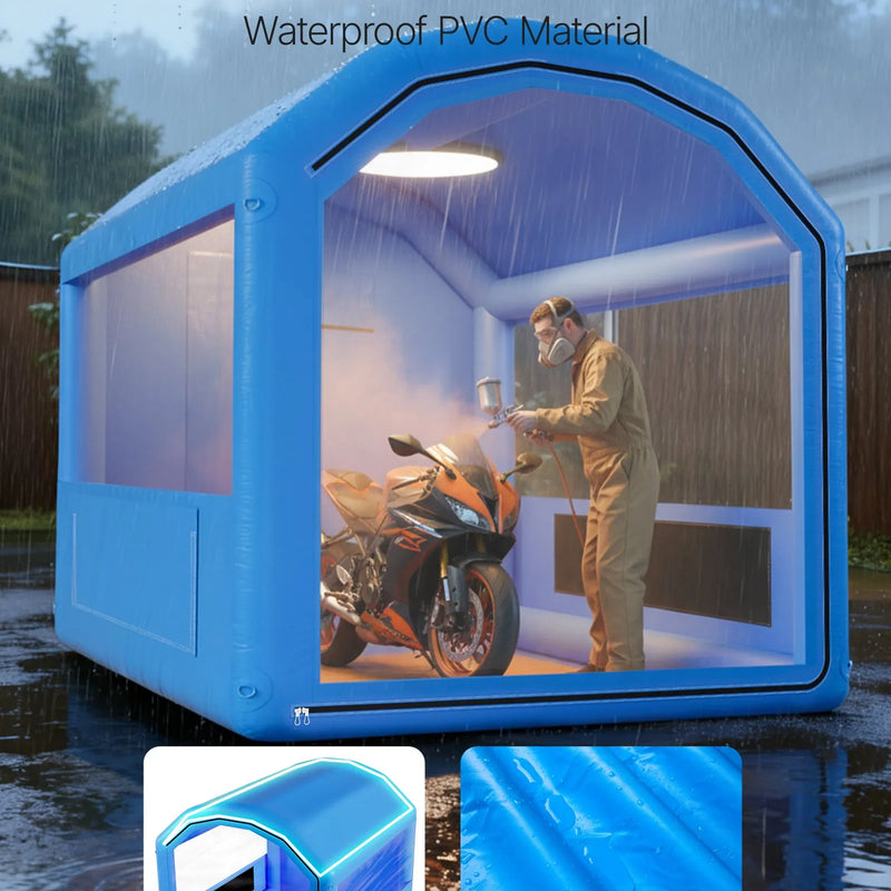 VEVOR piepūšamā krāsošanas kabīne, 3 × 2,5 × 2,5 m, piepūšamā krāsošanas kabīne ar 550 W jaudīgu gaisa pūtēju un gaisa filtrācijas sistēmu, apaļš jumts, paredzēta velosipēdu, motociklu un automobiļu virsbūves metāla detaļu krāsošanai.