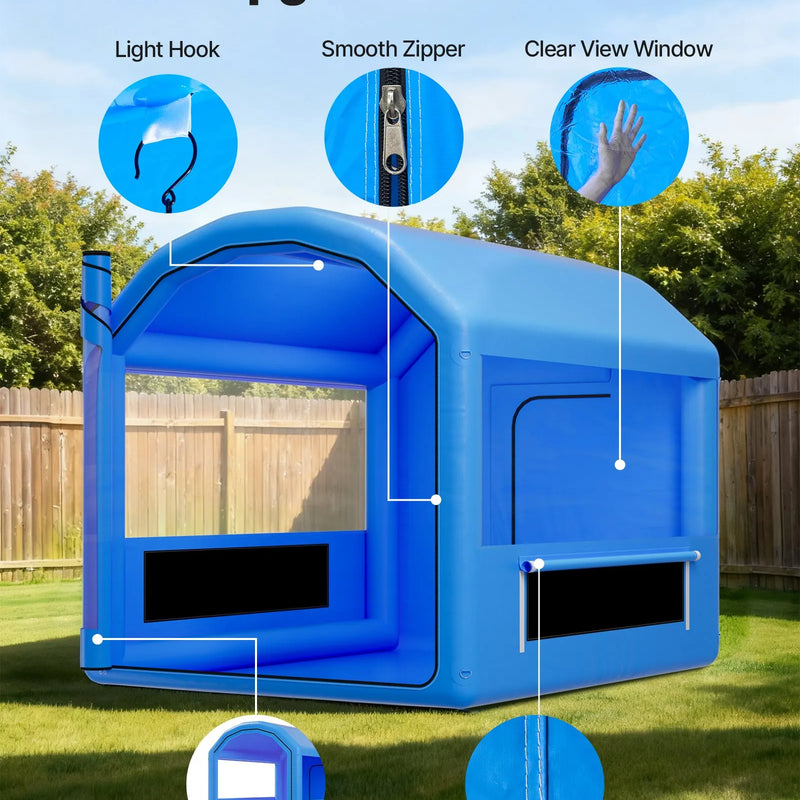 VEVOR piepūšamā krāsošanas kabīne, 3 × 2,5 × 2,5 m, piepūšamā krāsošanas kabīne ar 550 W jaudīgu gaisa pūtēju un gaisa filtrācijas sistēmu, apaļš jumts, paredzēta velosipēdu, motociklu un automobiļu virsbūves metāla detaļu krāsošanai.