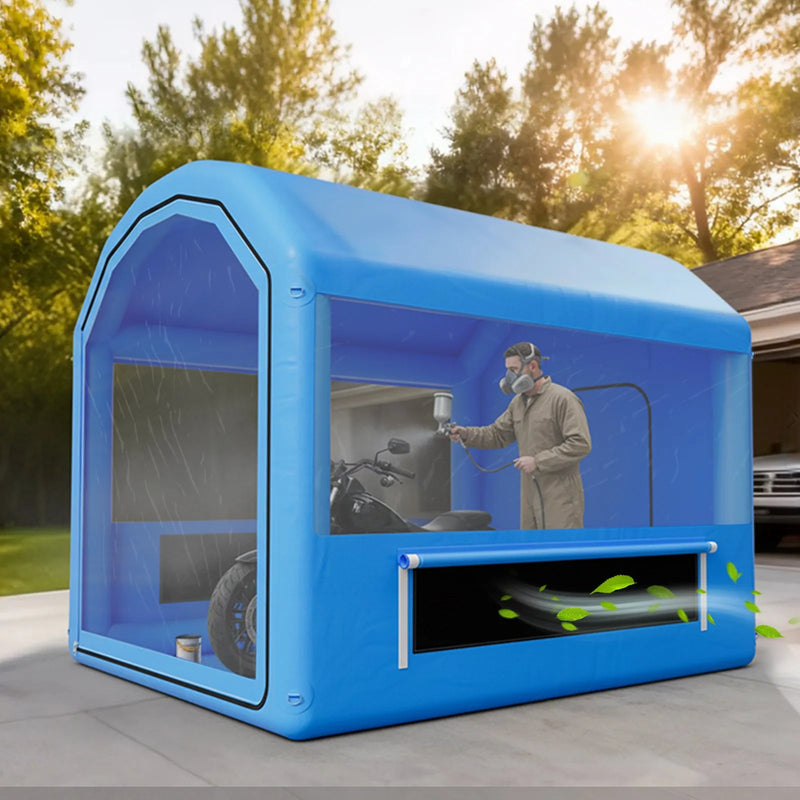 VEVOR piepūšamā krāsošanas kabīne, 3 × 2,5 × 2,5 m, piepūšamā krāsošanas kabīne ar 550 W jaudīgu gaisa pūtēju un gaisa filtrācijas sistēmu, apaļš jumts, paredzēta velosipēdu, motociklu un automobiļu virsbūves metāla detaļu krāsošanai.