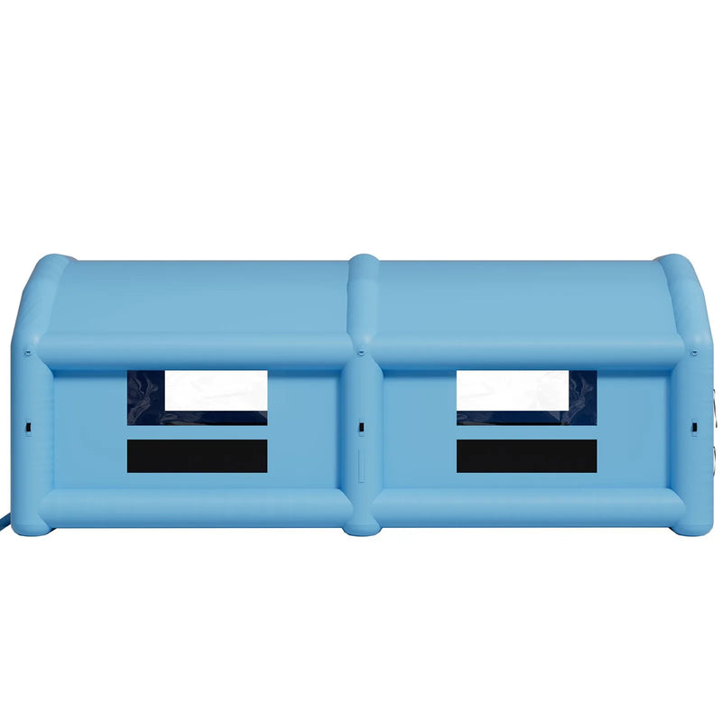 VEVOR piepūšamā krāsošanas kabīne, 12 × 5 × 4 m, ar 950 W + 1100 W gaisa pūtējiem un gaisa filtrācijas sistēmu, trīsstūrveida jumts, piemērota automobiļu, kravas auto, lielu mēbeļu un virsbūves metāla detaļu krāsošanai.