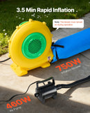 VEVOR piepūšamā krāsošanas kabīne, 4 × 3 × 2,8 m, ar 750 W jaudīgu gaisa pūtēju un gaisa filtrācijas sistēmu, trīsstūrveida jumts, paredzēta velosipēdu, motociklu un automobiļu virsbūves metāla detaļu krāsošanai.