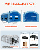 VEVOR piepūšamā krāsošanas kabīne, 10 × 6 × 4 m, piepūšamā krāsošanas kabīne ar 950 W un 1100 W gaisa pūtējiem un gaisa filtrācijas sistēmu, apaļš jumts, paredzēta automobiļu, kravas automašīnu, mēbeļu un automobiļu virsbūves metāla detaļu krāsošanai.