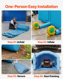 VEVOR piepūšamā krāsošanas kabīne, 10 × 6 × 4 m, piepūšamā krāsošanas kabīne ar 950 W un 1100 W gaisa pūtējiem un gaisa filtrācijas sistēmu, apaļš jumts, paredzēta automobiļu, kravas automašīnu, mēbeļu un automobiļu virsbūves metāla detaļu krāsošanai.