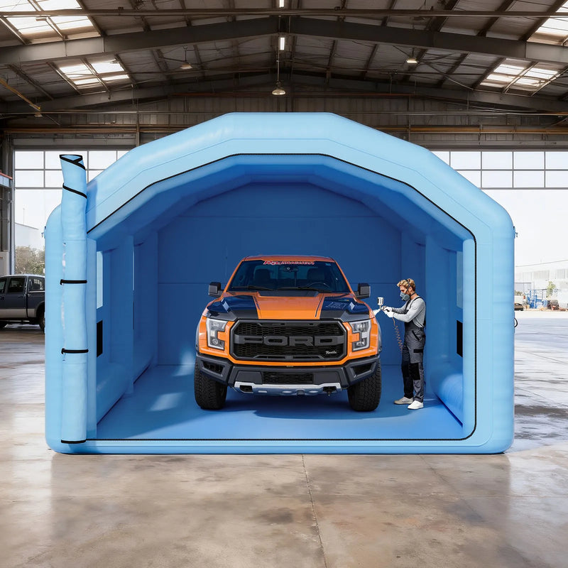 VEVOR piepūšamā krāsošanas kabīne, 10 × 6 × 4 m, piepūšamā krāsošanas kabīne ar 950 W un 1100 W gaisa pūtējiem un gaisa filtrācijas sistēmu, apaļš jumts, paredzēta automobiļu, kravas automašīnu, mēbeļu un automobiļu virsbūves metāla detaļu krāsošanai.