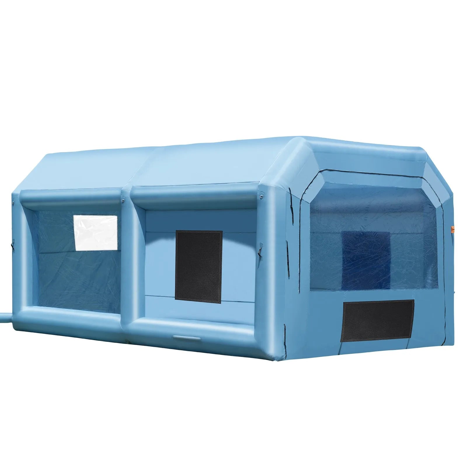 Piepūšamā krāsošanas telpa, 6,4 × 4,1 × 3 m, ar 1100 W jaudīgu pūtēju un gaisa filtru sistēmu, pārnēsājama, piemērota vidēja izmēra transportlīdzekļu un lielu mēbeļu krāsošanai