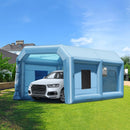 Piepūšamā krāsošanas telpa, 6,4 × 4,1 × 3 m, ar 1100 W jaudīgu pūtēju un gaisa filtru sistēmu, pārnēsājama, piemērota vidēja izmēra transportlīdzekļu un lielu mēbeļu krāsošanai