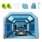 Uzpūšamā krāsošanas kabīne automašīnām 7 × 4 × 2.6 m ar filtru sistēmu un 2 ventilatoriem