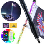 VEVOR LED mastu gaisma, 1 gab., 0,9 m ar atsperes pamatni; lietotnē un ar tālvadību vadāma 360° spirālveida RGB kustību gaisma, ūdensizturīga, ar 2 karogiem; piemērota UTV, ATV, motocikliem, RZR, Can-Am un kartingiem