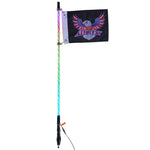 VEVOR LED mastu gaisma, 1 gab., 0,9 m ar atsperes pamatni; lietotnē un ar tālvadību vadāma 360° spirālveida RGB kustību gaisma, ūdensizturīga, ar 2 karogiem; piemērota UTV, ATV, motocikliem, RZR, Can-Am un kartingiem