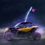 VEVOR LED mastu gaisma, 1 gab., 0,9 m ar atsperes pamatni; lietotnē un ar tālvadību vadāma 360° spirālveida RGB kustību gaisma, ūdensizturīga, ar 2 karogiem; piemērota UTV, ATV, motocikliem, RZR, Can-Am un kartingiem