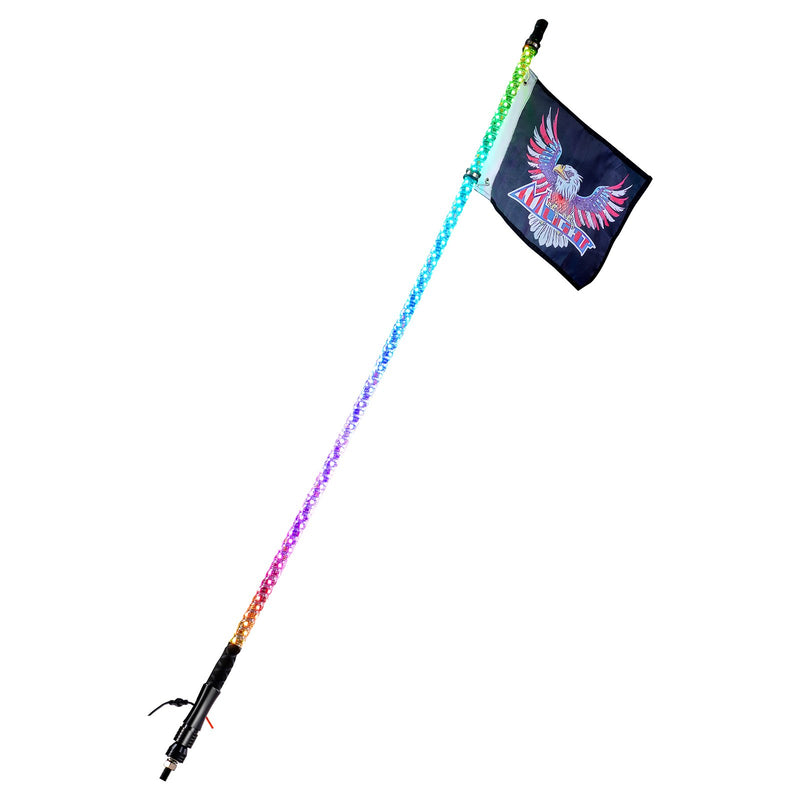 VEVOR LED spirālveida antenas gaisma, 1 gab., 0,9 m, RGB, ar tālvadību un lietotni, piemērota ATV, UTV, RZR