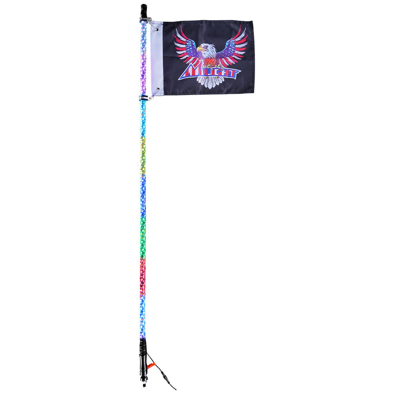 VEVOR LED spirālveida antenas gaisma, 1 gab., 0,9 m, RGB, ar tālvadību un lietotni, piemērota ATV, UTV, RZR