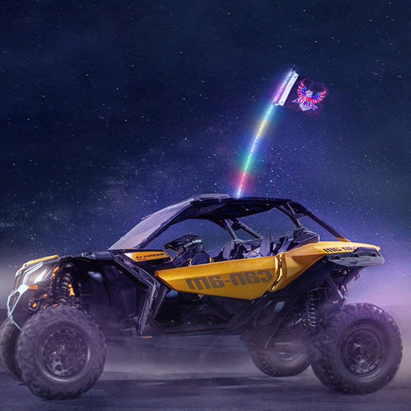 VEVOR LED spirālveida antenas gaisma, 1 gab., 1,5 m, RGB, ar tālvadību un lietotni, piemērota ATV, UTV, RZR