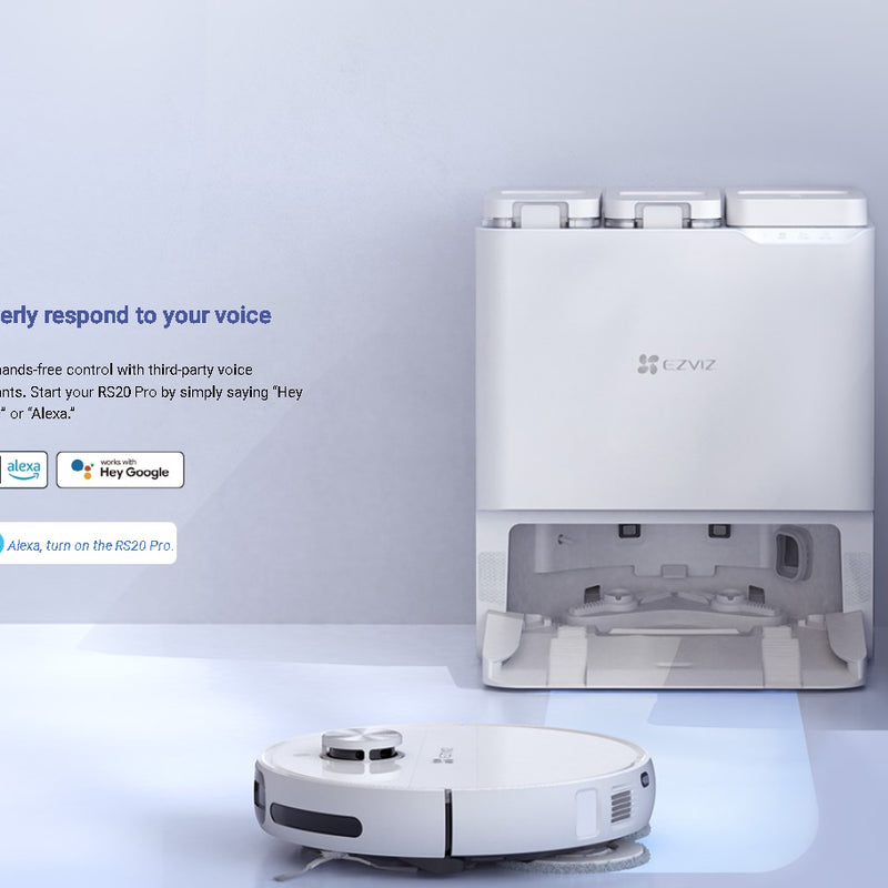 Робот-пылесос и поломоечная машина EZVIZ RS20 Pro, мощное всасывание 7200 Па, совместим с "Hey Google" или "Alexa"