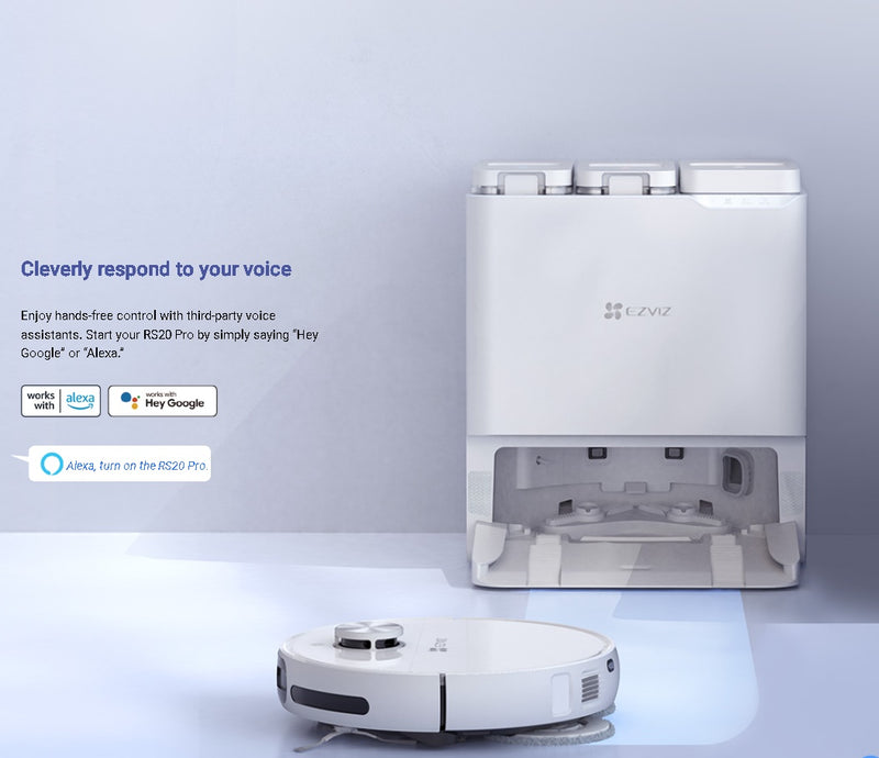 Робот-пылесос и поломоечная машина EZVIZ RS20 Pro, мощное всасывание 7200 Па, совместим с "Hey Google" или "Alexa"