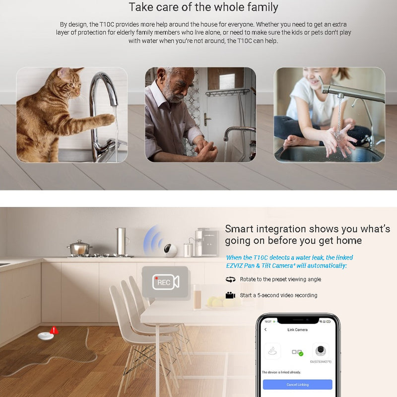 EZVIZ T10C ūdens nplūdes sensors