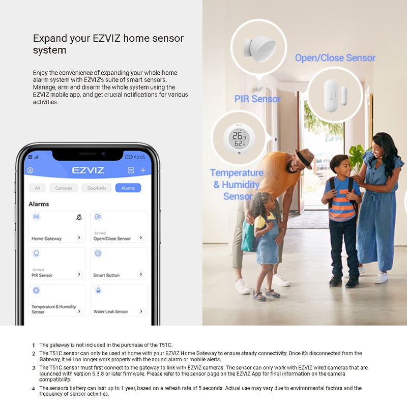EZVIZ T51C temperatūras un mitruma sensors