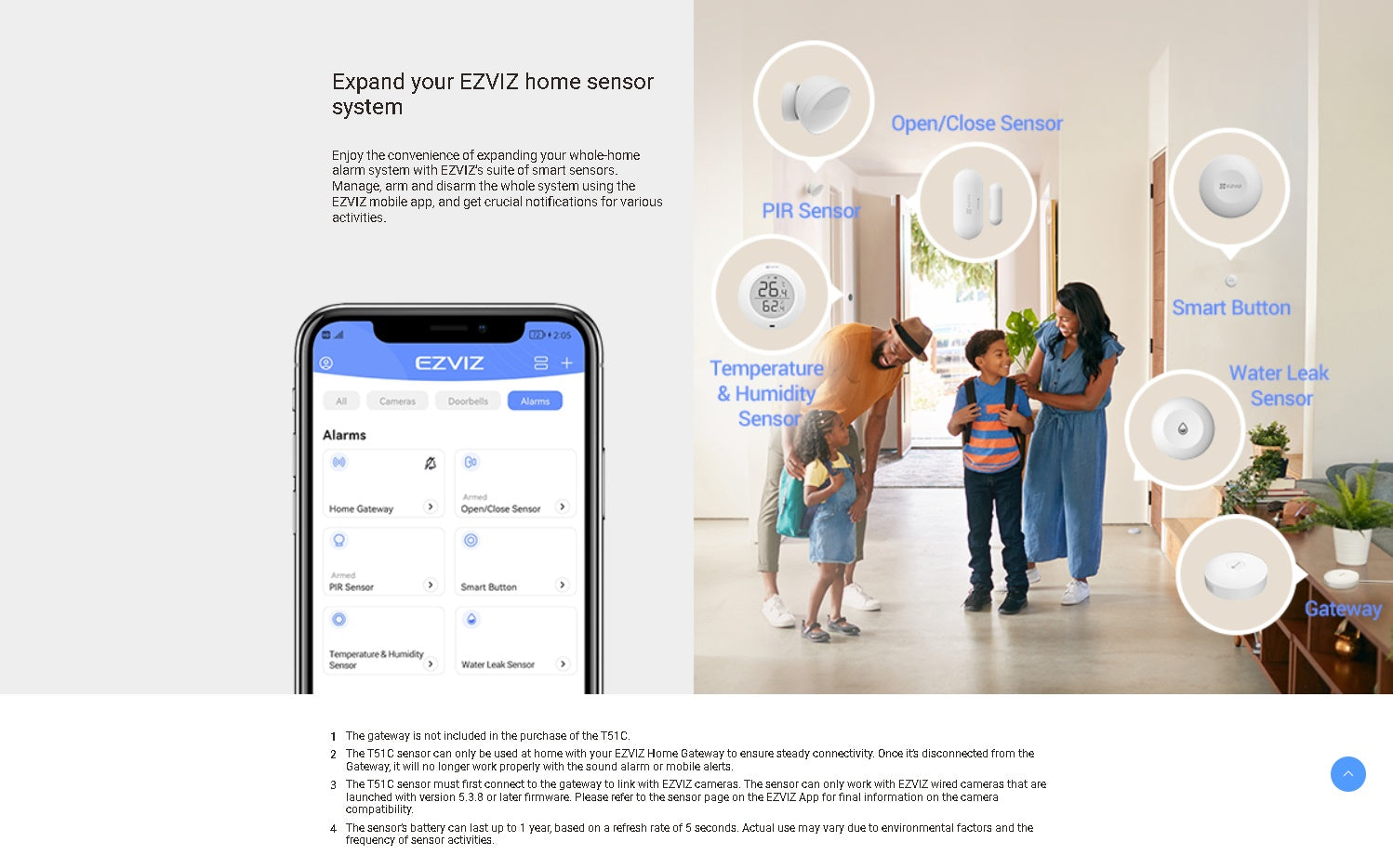 EZVIZ T51C temperatūras un mitruma sensors