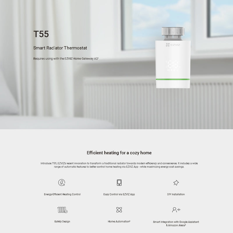 EZVIZ TS5 viedais radiatora termostats