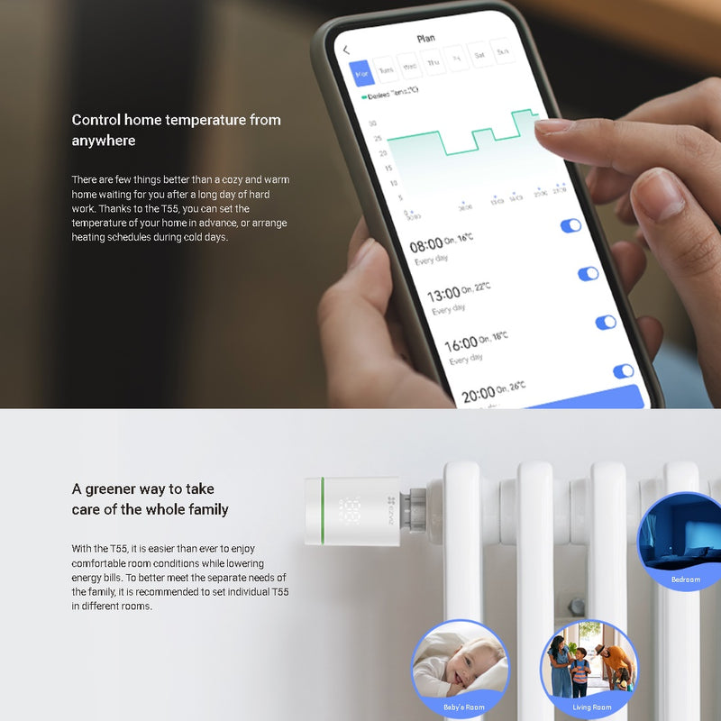 EZVIZ TS5 viedais radiatora termostats