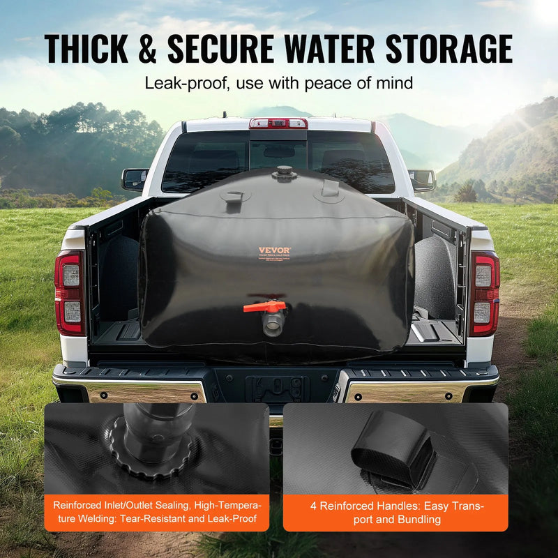 Salokāma ūdens uzglabāšanas tvertne 1000 l, PVC, pārnēsājama, melna