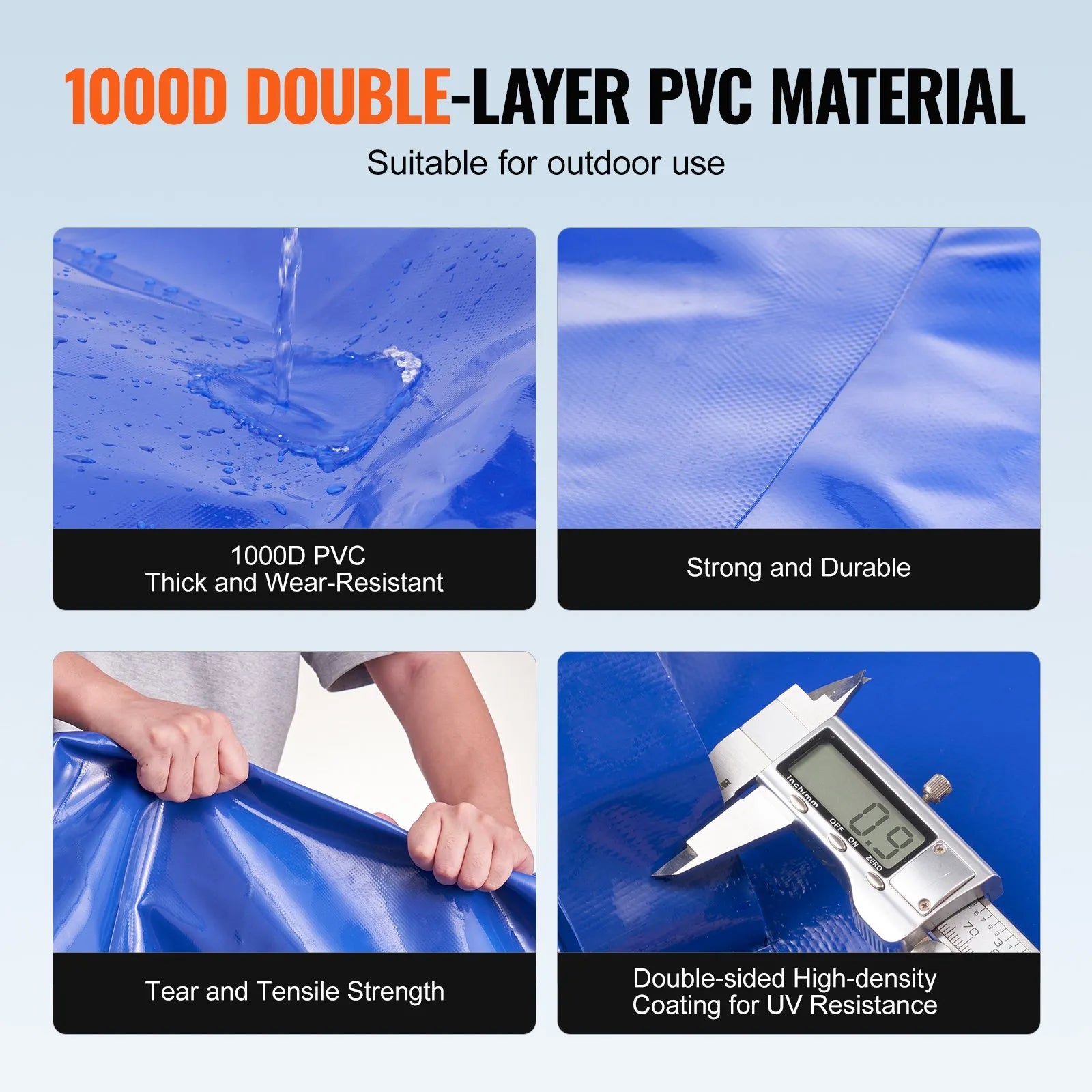 Portable water storage tank 1000 L, 1000D PVC, foldable