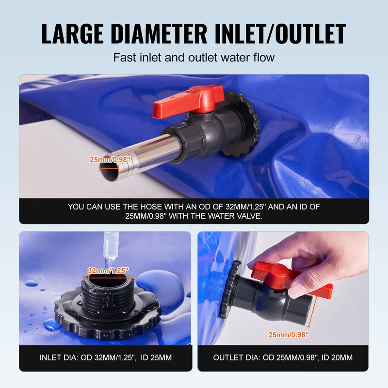 Pārnēsājama ūdens uzglabāšanas tvertne 1000 l, 1000D PVC, salokāma