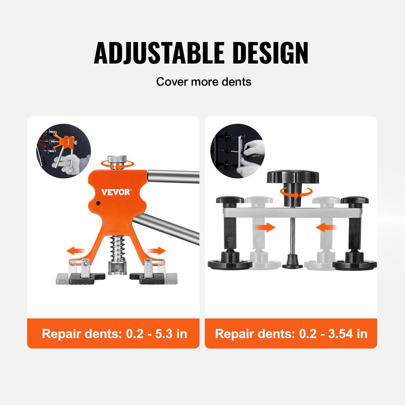 VEVOR 107 gabalu automobiļa virsbūves dentu remonta rīku komplekts, Automobiļa virsbūves dentu izvelcējs, Tiltu pacēlājs, Beznoglējuma krusas bojājumu remonta komplekts