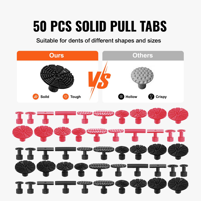 VEVOR 107 gabalu automobiļa virsbūves dentu remonta rīku komplekts, Automobiļa virsbūves dentu izvelcējs, Tiltu pacēlājs, Beznoglējuma krusas bojājumu remonta komplekts
